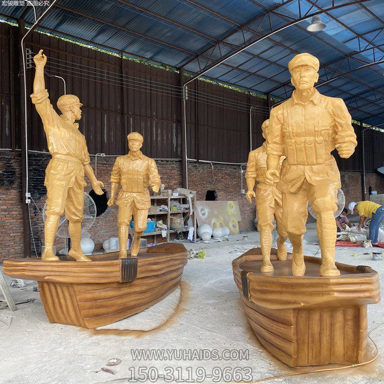 公園主題玻璃鋼仿銅園林景觀(guān)八路軍戰(zhàn)士雕塑