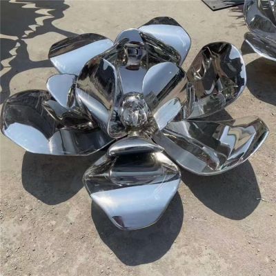 戶(hù)外大型不銹鋼鏡面花朵小區(qū)別墅水景觀雕塑