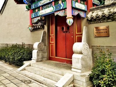 事業單位古建筑門口擺放漢白玉簡約石抱鼓雕塑