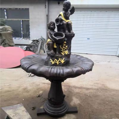 戶外銅雕西方創(chuàng)意兒童噴泉雕塑