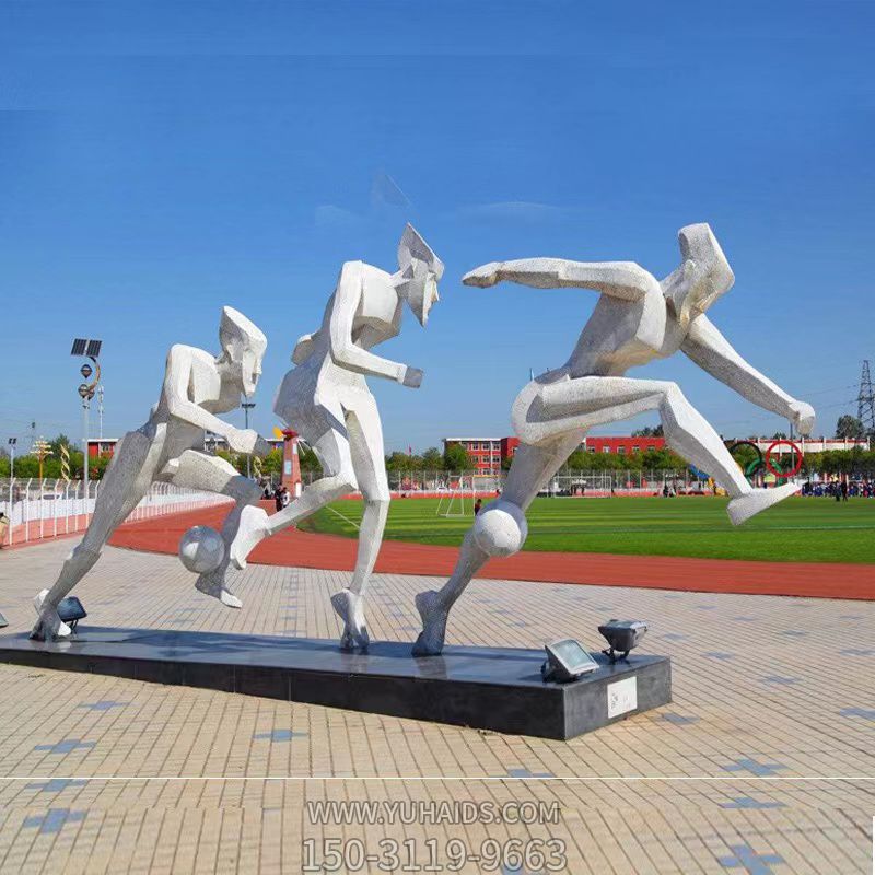踢球,不銹鋼網格運動人物景觀雕塑