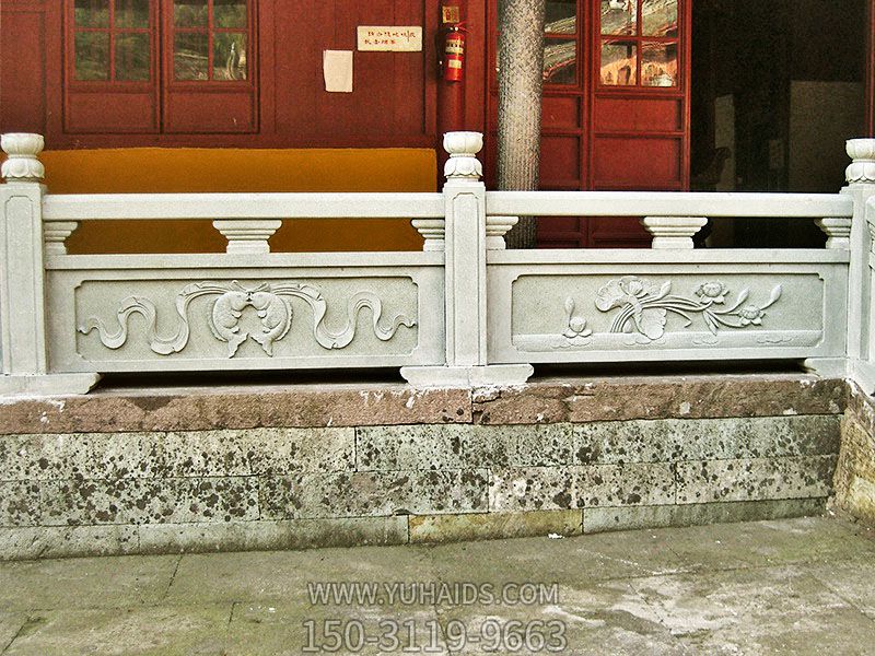 寺廟臺階花崗巖雕刻蓮花防護欄雕塑