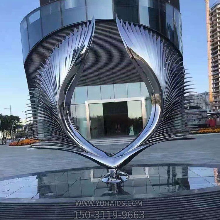 酒店會所不銹鋼鏡面創意園林景觀抽象翅膀擺件雕塑