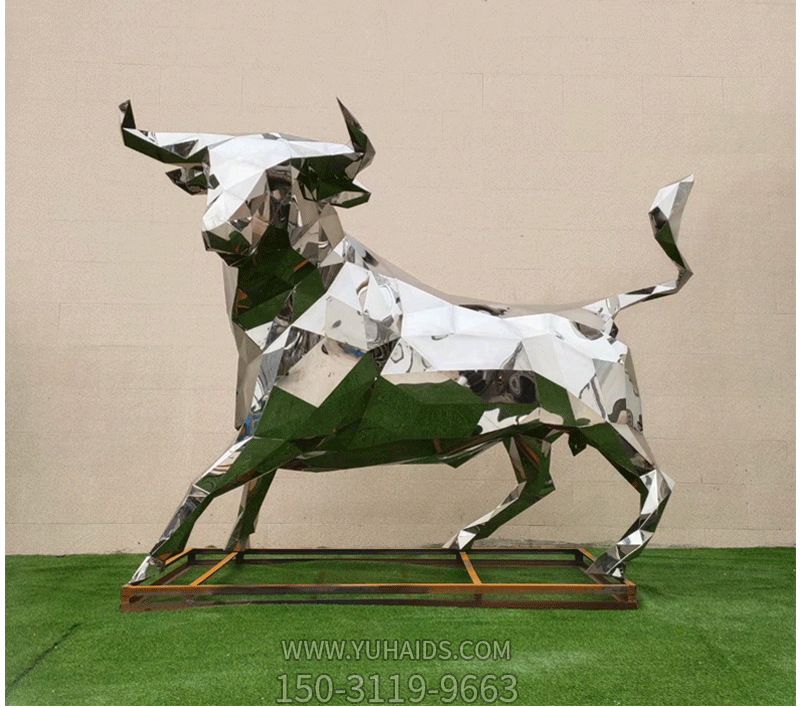 不銹鋼,塊面,鏡面,牛雕塑