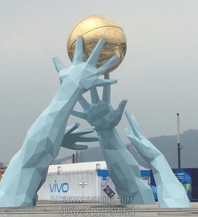 戶(hù)外廣場(chǎng)不銹鋼籃球羽毛創(chuàng)意景觀雕塑
