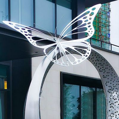 酒店會所不銹鋼創意鏤空蝴蝶雕塑