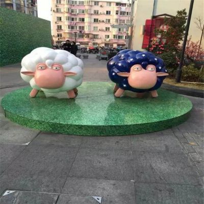 園林戶(hù)外玻璃鋼卡通小羊雕塑