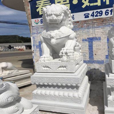 庭院門口大理石石雕戶外園林庭院一對鎮宅獅子雕塑