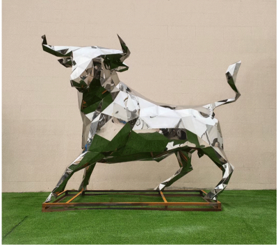 不銹鋼,塊面,鏡面,牛雕塑