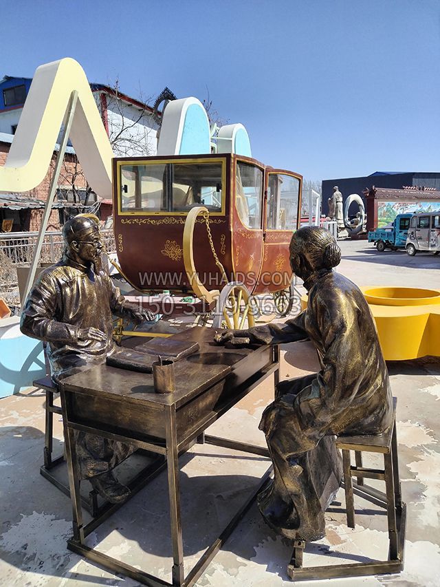 把脈——玻璃鋼仿銅中醫(yī)藥主題人物雕塑