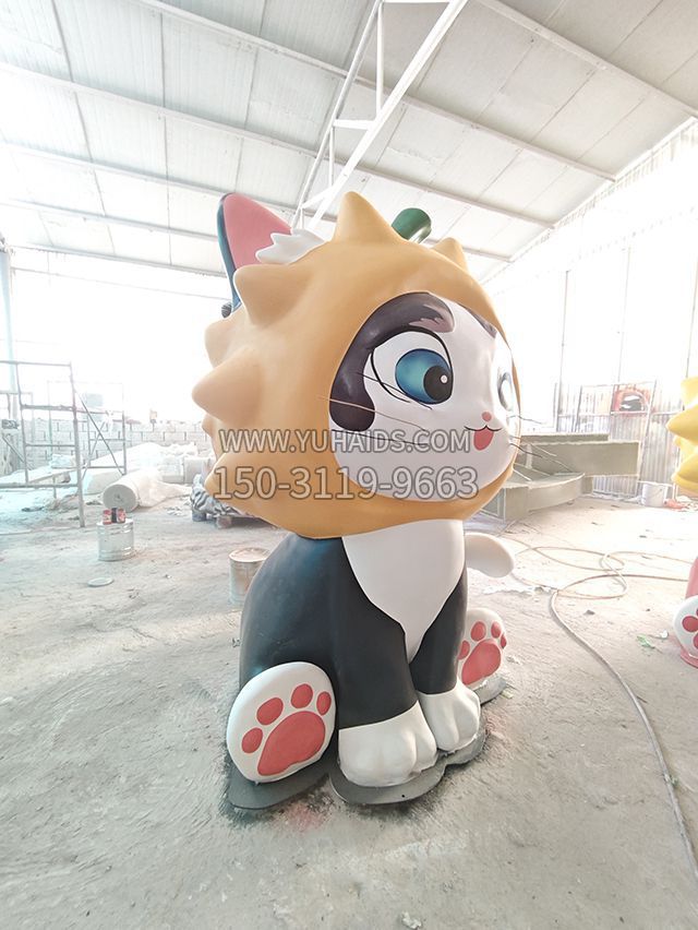 玻璃鋼卡通小貓咪雕塑