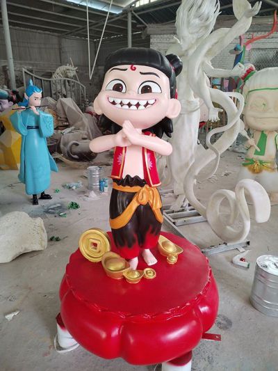 作揖的哪吒玻璃鋼雕塑