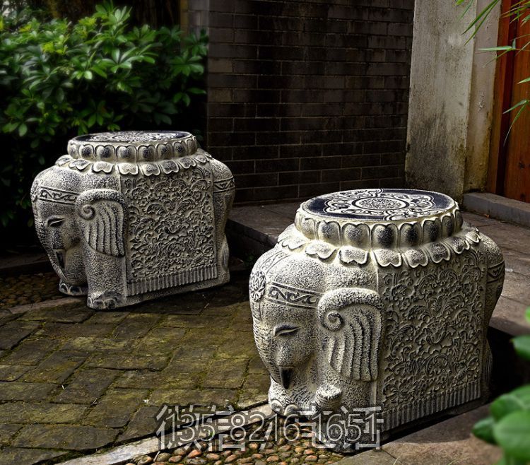 吉祥小象石門墩，庭院別墅仿古抱鼓石