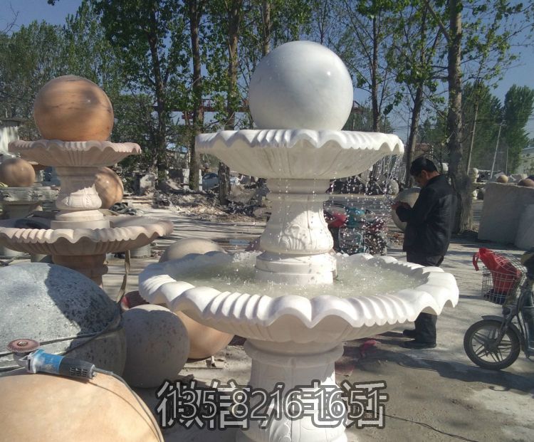 漢白玉風(fēng)水球石雕流水水缽