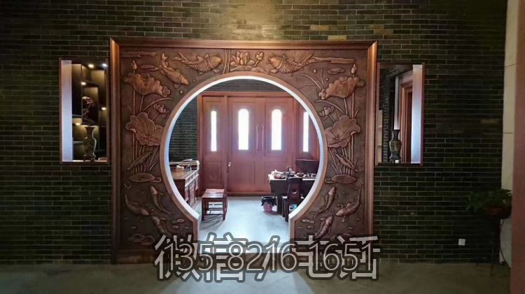 蓮蓮有魚銅浮雕，室內裝飾拱門浮雕畫