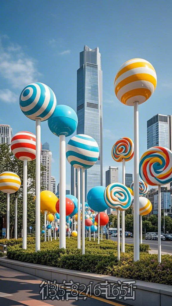 玻璃鋼仿真棒棒糖美陳雕塑