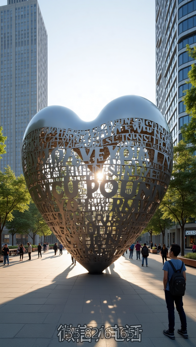 字面鏤空不銹鋼愛心雕塑