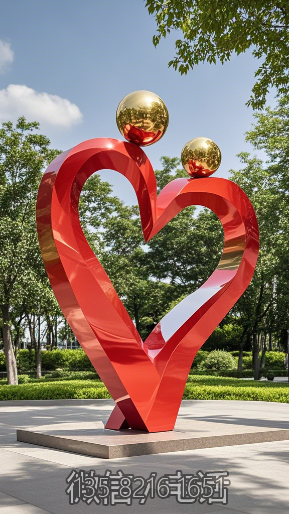 不銹鋼愛心抽象人物景觀雕塑