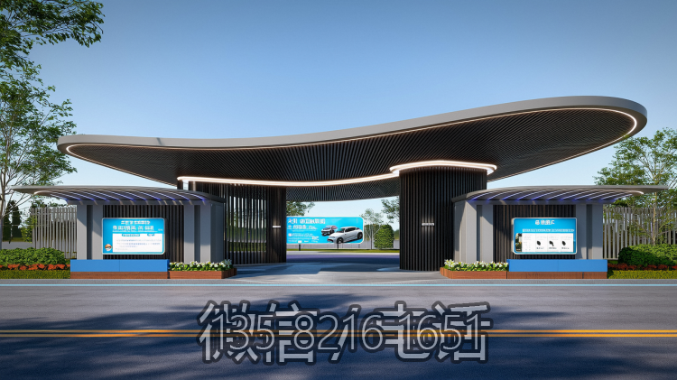 流線型不銹鋼大門門頭造型