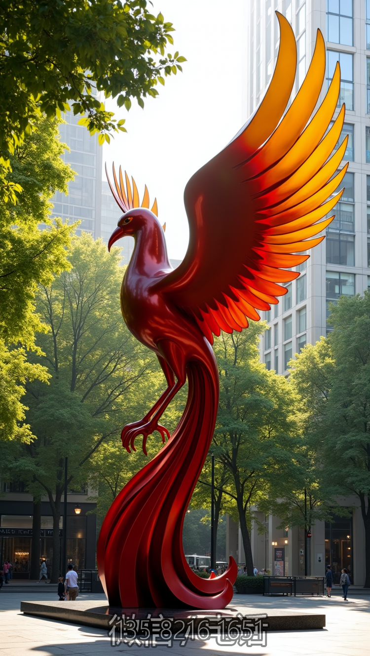 不銹鋼噴漆神鳥鳳凰雕塑