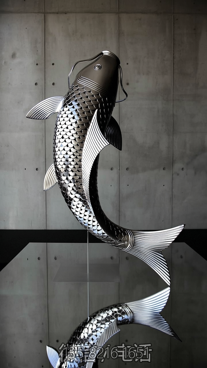 鏤空不銹鋼鯉魚雕塑