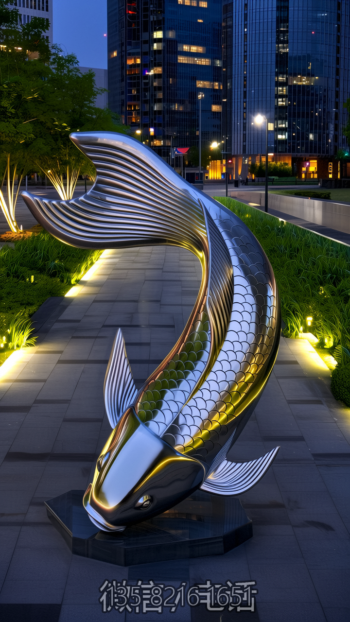 鏡面不銹鋼錦鯉鯉魚雕塑