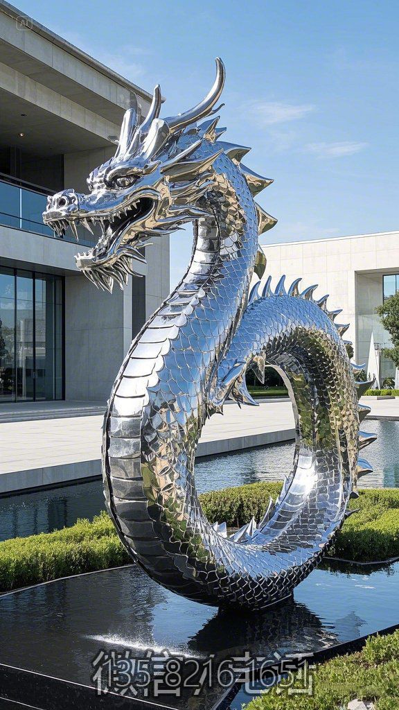 水景鏡面不銹鋼龍雕塑