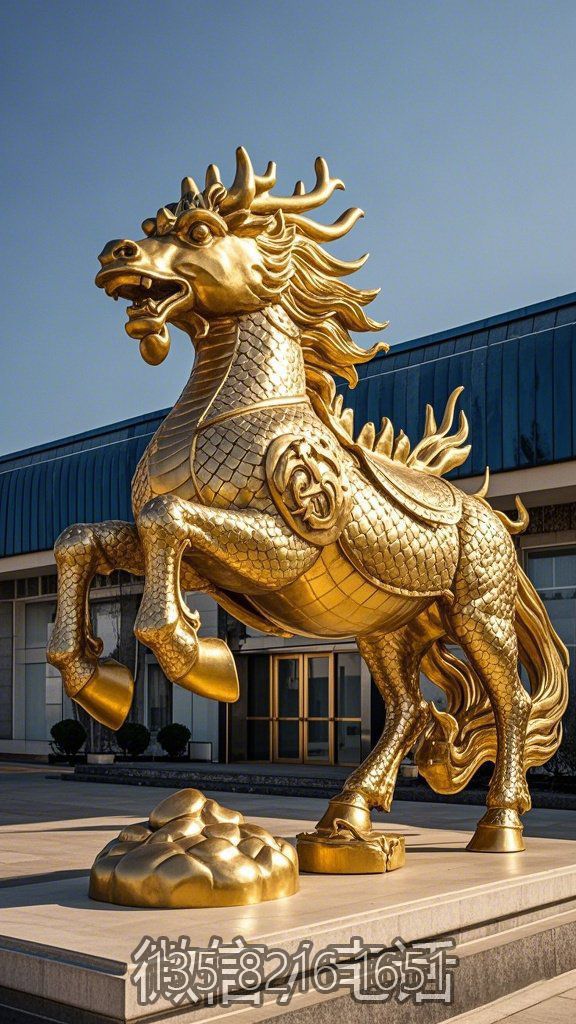 金色不銹鋼龍馬雕塑