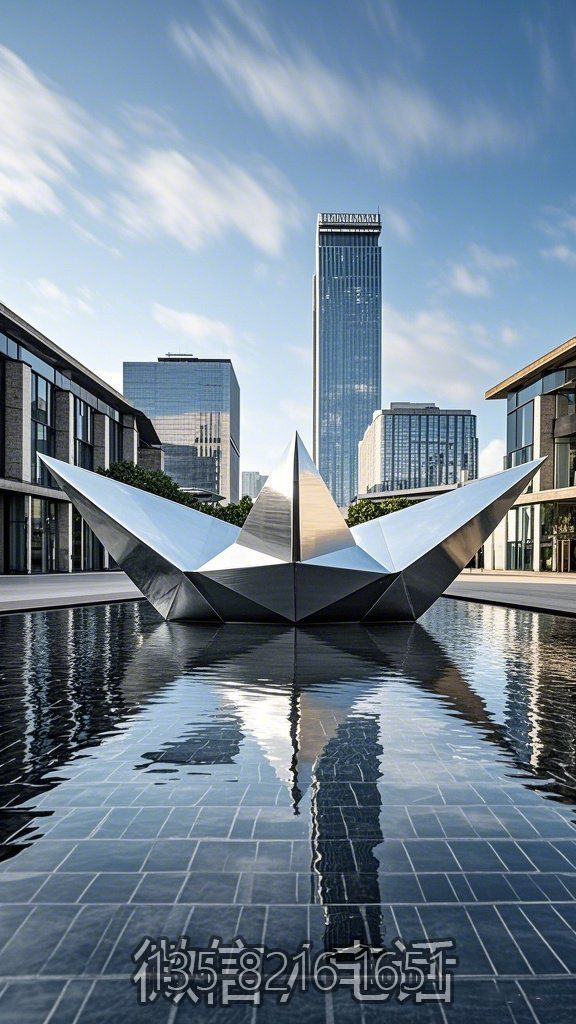 不銹鋼紙船創意景觀雕塑