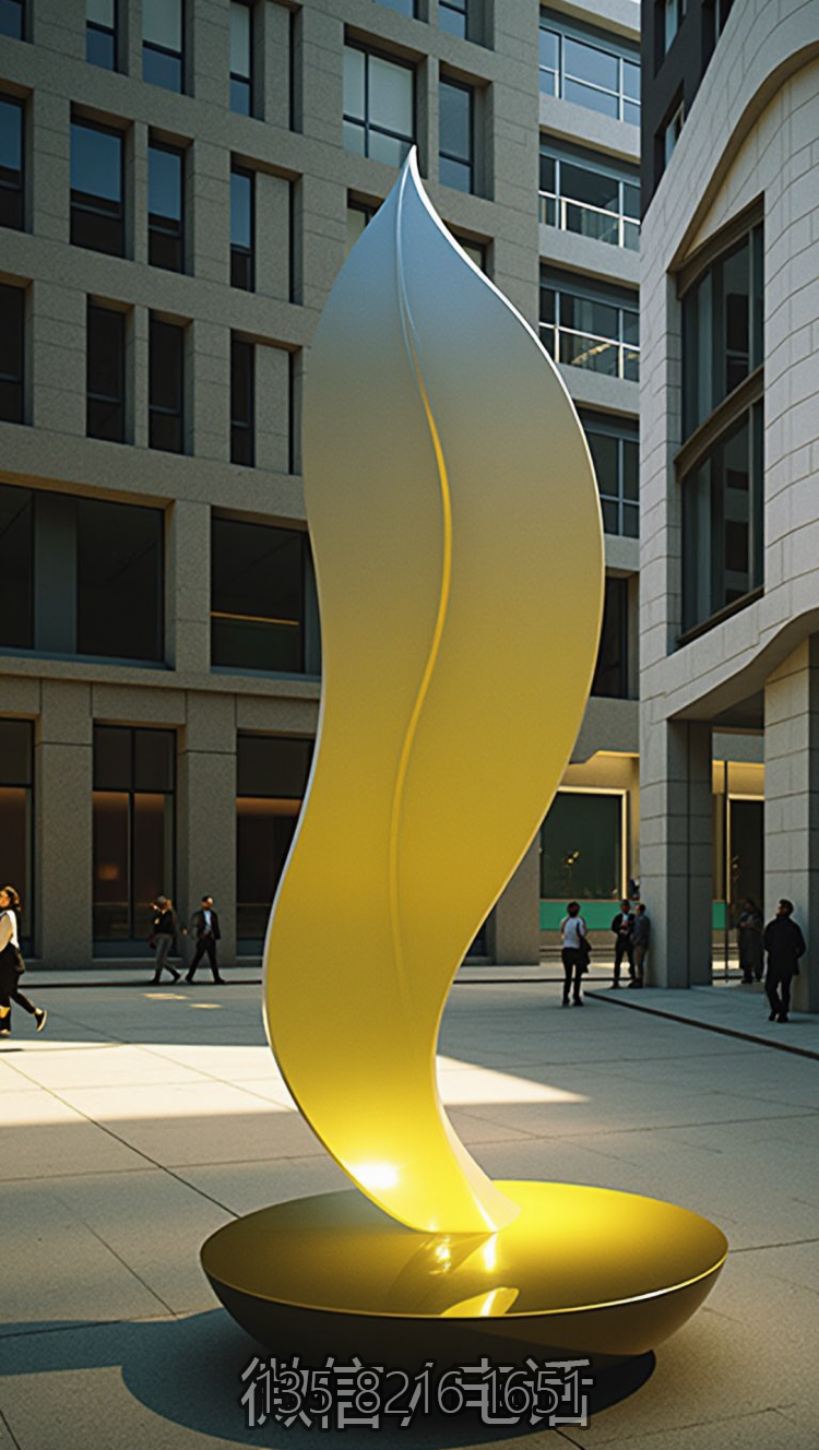 抽象不銹鋼樹葉藝術雕塑擺件