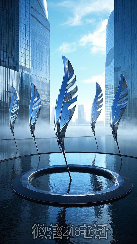鏡面不銹鋼羽毛藝術(shù)雕塑擺件