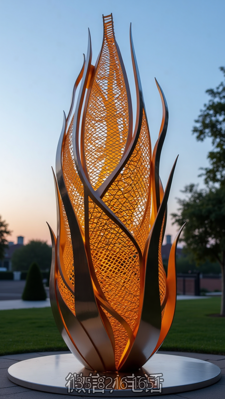 不銹鋼鏤空藝術玉米棒子景觀雕塑