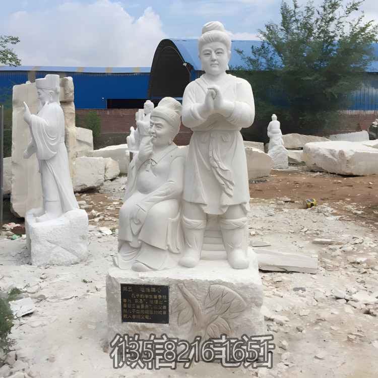 嚙指痛心漢白玉二十四孝人物雕塑