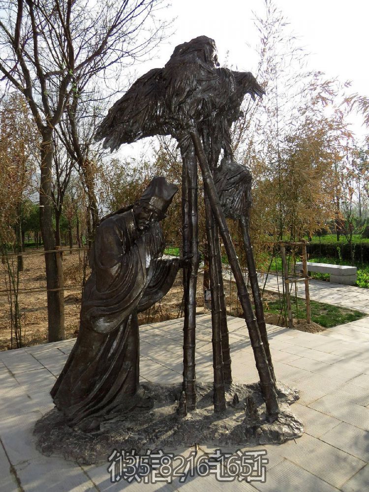 哭竹生筍二十四孝鑄銅情景人物雕塑