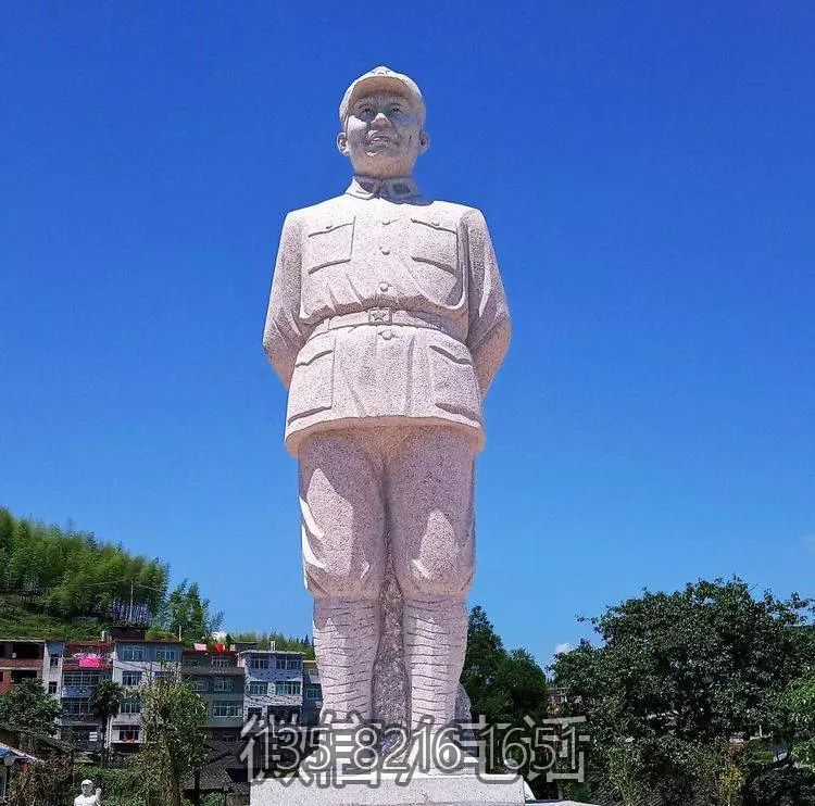 漢白玉石雕名人景觀十大元帥朱德雕塑