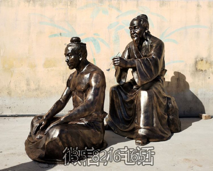 情景人物玻璃鋼仿銅古代名醫扁鵲雕塑