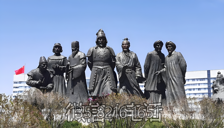 情景人物景觀玻璃鋼仿銅成吉思汗雕塑