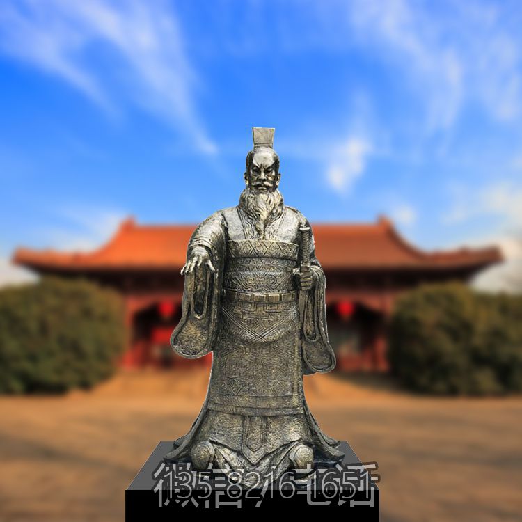 景區園林景觀歷史名人擺件玻璃鋼仿銅秦始皇嬴政雕塑