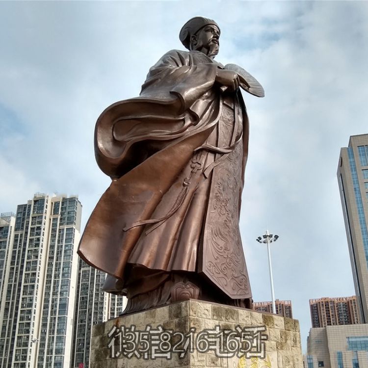 城市廣場大型人物銅像，古代歷史名人諸葛孔明諸葛亮雕塑