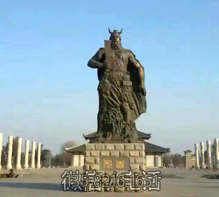 廣場景觀大型神話人物景觀玻璃鋼仿銅蚩尤雕塑