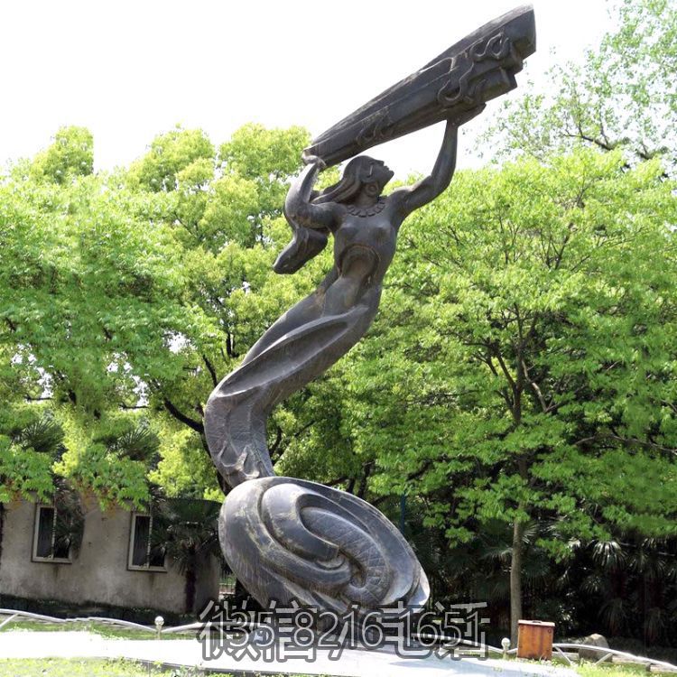 公園神話傳說人物始母神女媧補天景觀青銅雕塑