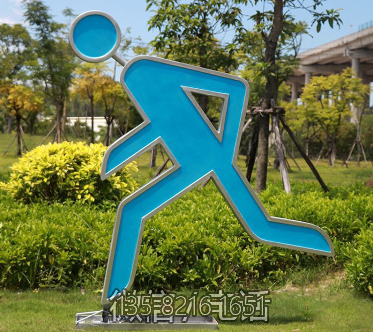 剪影自行車人物公園玻璃鋼園林景觀跑步雕塑運動小品體育