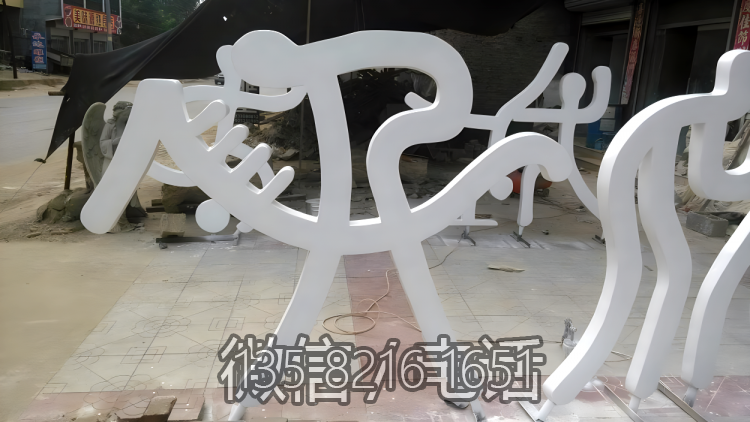 抽象不銹鋼運動人物剪影雕塑