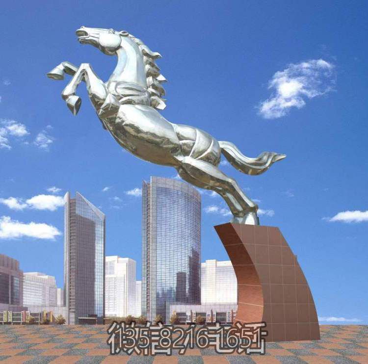 不銹鋼奔馬景觀馬兒雕塑