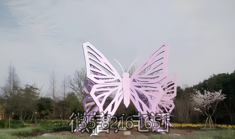 戶外草坪大型不銹鋼金屬昆蟲動(dòng)物擺件蝴蝶雕塑