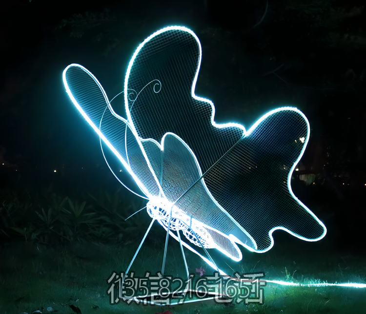 景觀戶外不銹鋼鐵藝昆蟲景觀抽象亮化蝴蝶雕塑