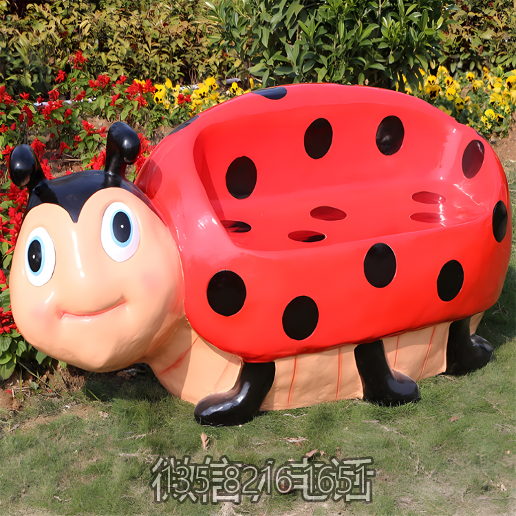 花園景觀擺件玻璃鋼卡通七星瓢蟲座椅雕塑 花園景觀擺件玻璃鋼卡通七星瓢蟲座椅雕塑