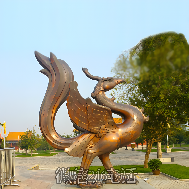 戶外園林大型動物景觀擺件神獸四大神獸之一朱雀雕塑
