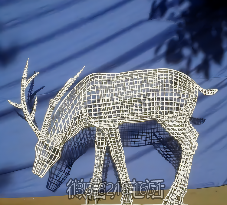 創意定制不銹鋼編織金屬鏤空梅花鹿雕塑 創意定制不銹鋼編織金屬鏤空梅花鹿雕塑