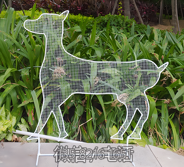 花園景觀擺件不銹鋼抽象動物編織鏤空小鹿雕塑 花園景觀擺件不銹鋼抽象動物編織鏤空小鹿雕塑